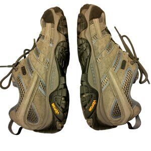 Merrell Moab Shoes Women 7 Gray Blue Mesh Hiking Hike Work Lace Up Vibram